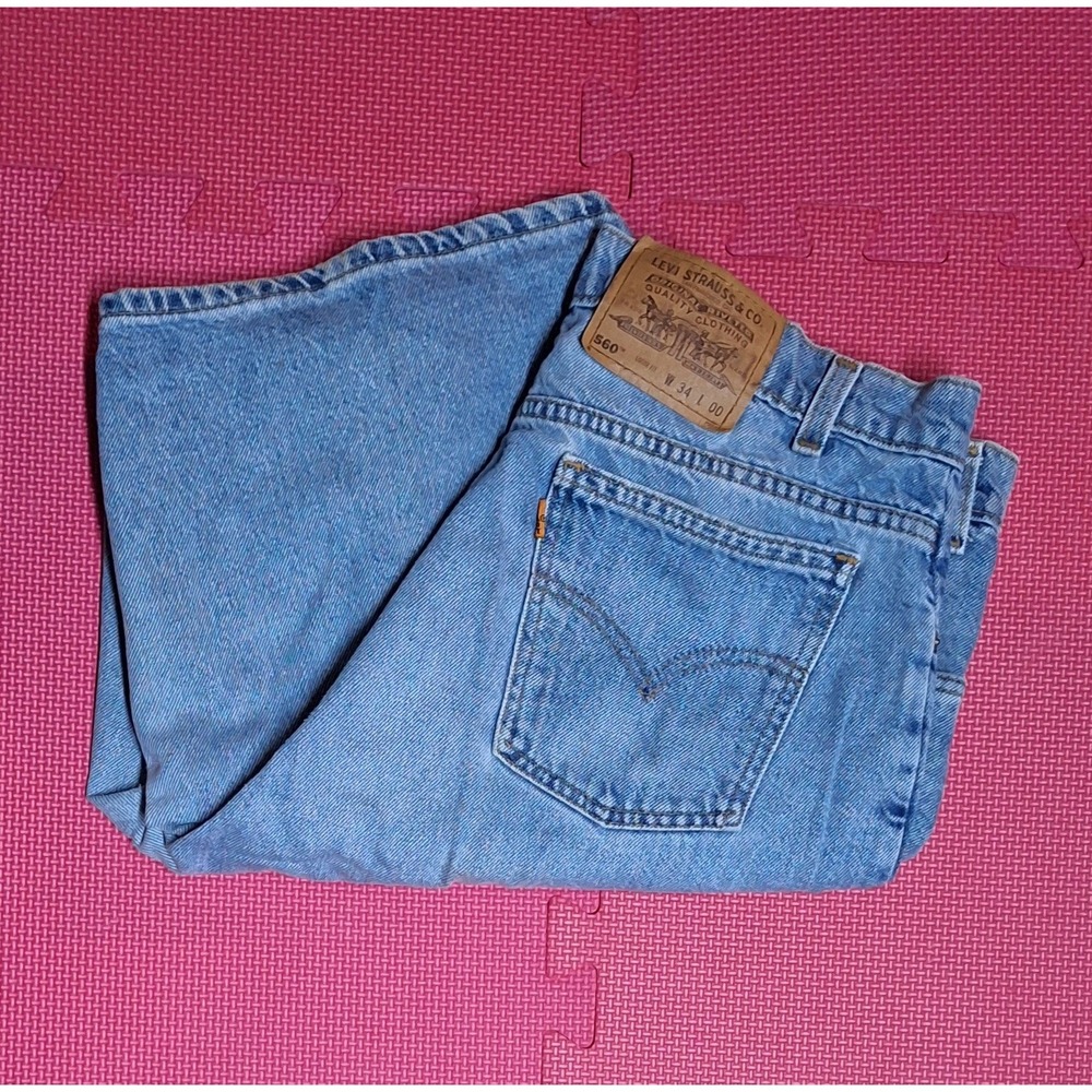 Vintage Y2K 1997 Levi's 560 Loose Fit Blue Denim Shorts Orange Tag Size 34 Men